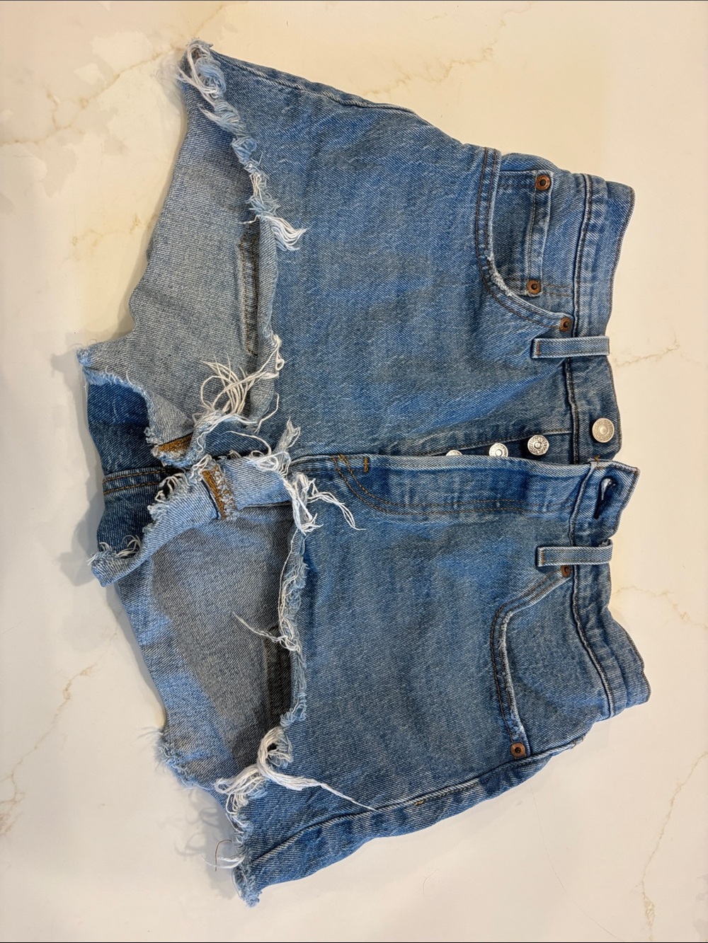 Levi's Frayed Cutoff Denim Shorts - Blue